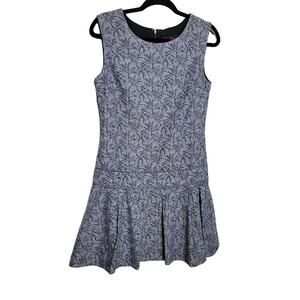J Crew Blue Linen Dress Sz 4‎ Women's Floral Sleeveless Lined Career Office